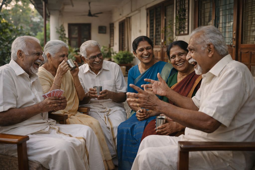Senior care staff assisting elderly resident at John Bosco old age home in Chennai