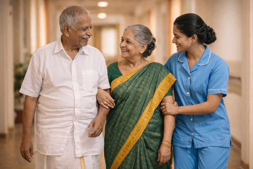 Welcome to John Bosco old age home - elder care facility entrance in Ramapuram Chennai
